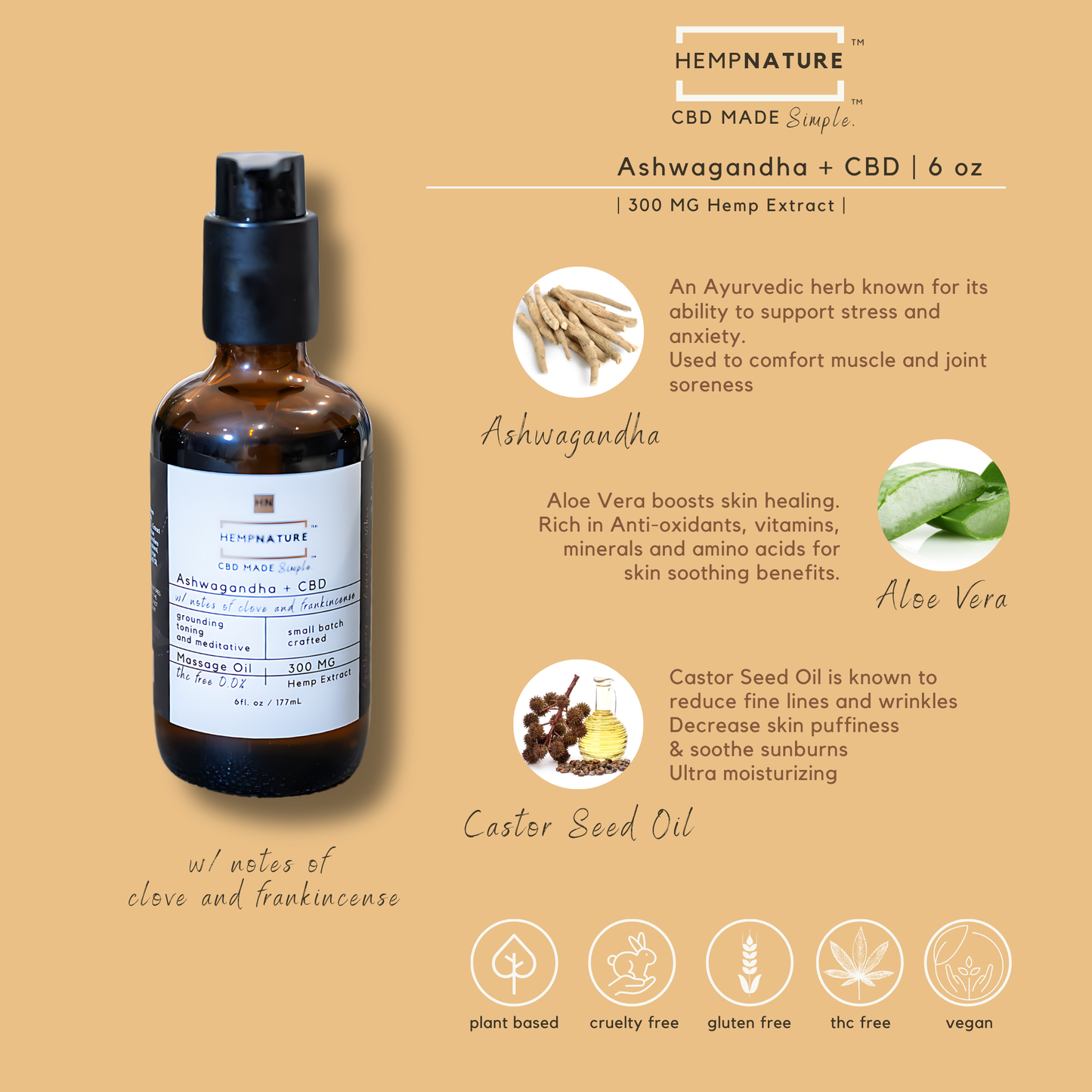 Ashwagandha + CBD Body Oil 6oz